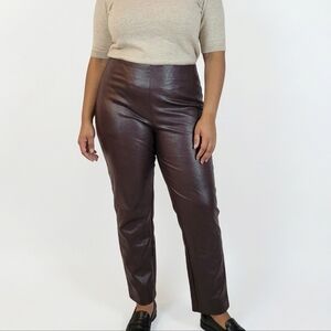 Ralph Lauren Womens Size 14 Burgundy Faux Leather Pants
